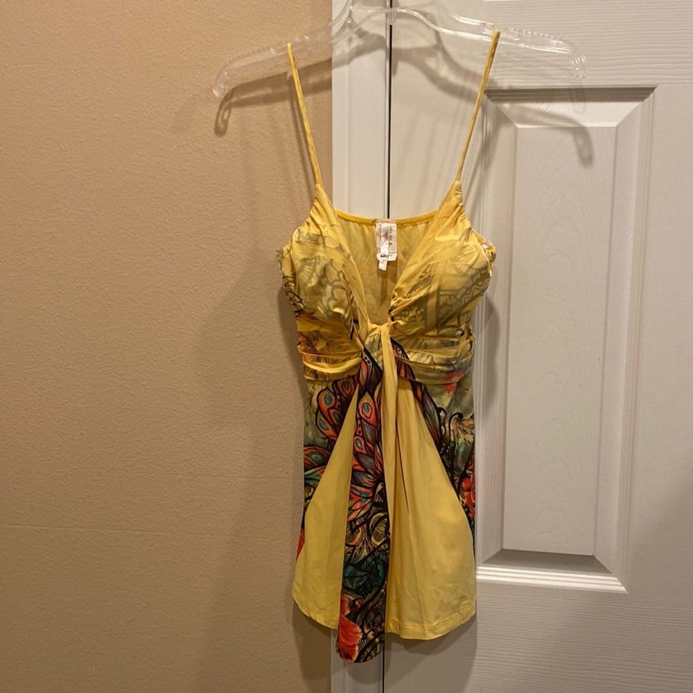 Anahi spaghetti strap floral and butterfly print padded top